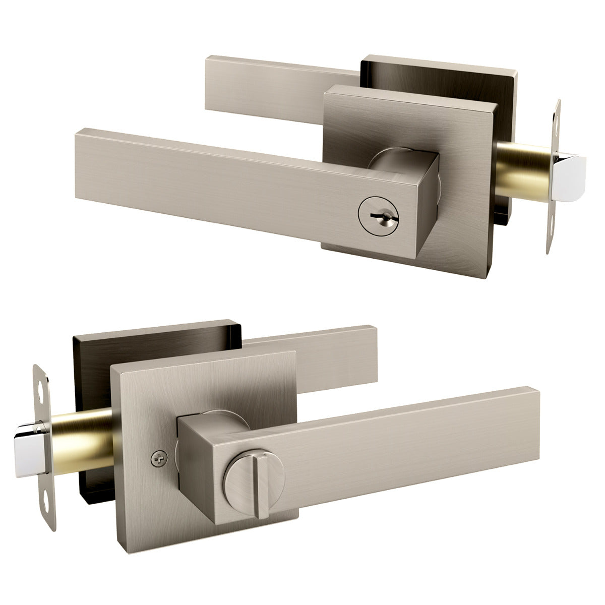 Mega Handles Robell Single Tubular Entry Handleset Short Satin Nickel SN