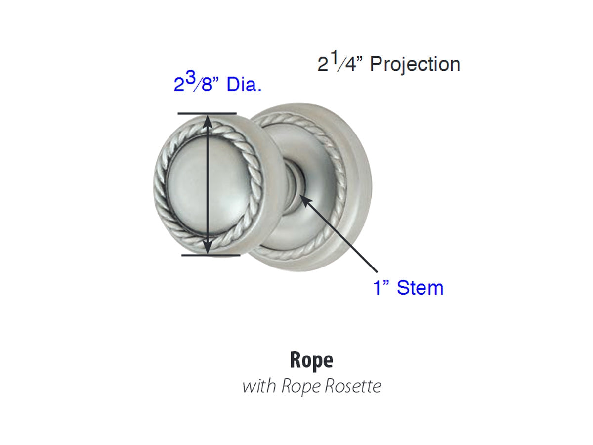 Emtek Rope Brass Knob - Dimensions