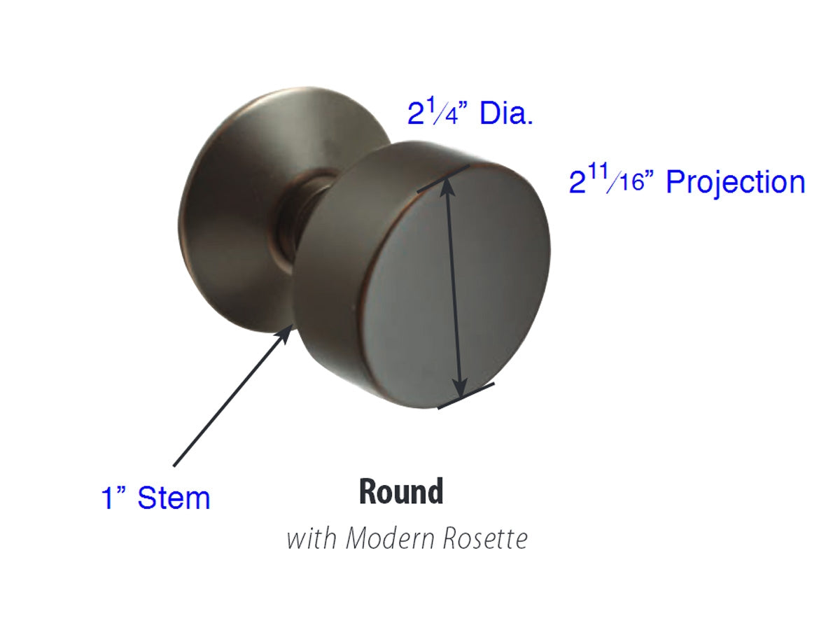 Emtek Round Brass Knob - Dimensions