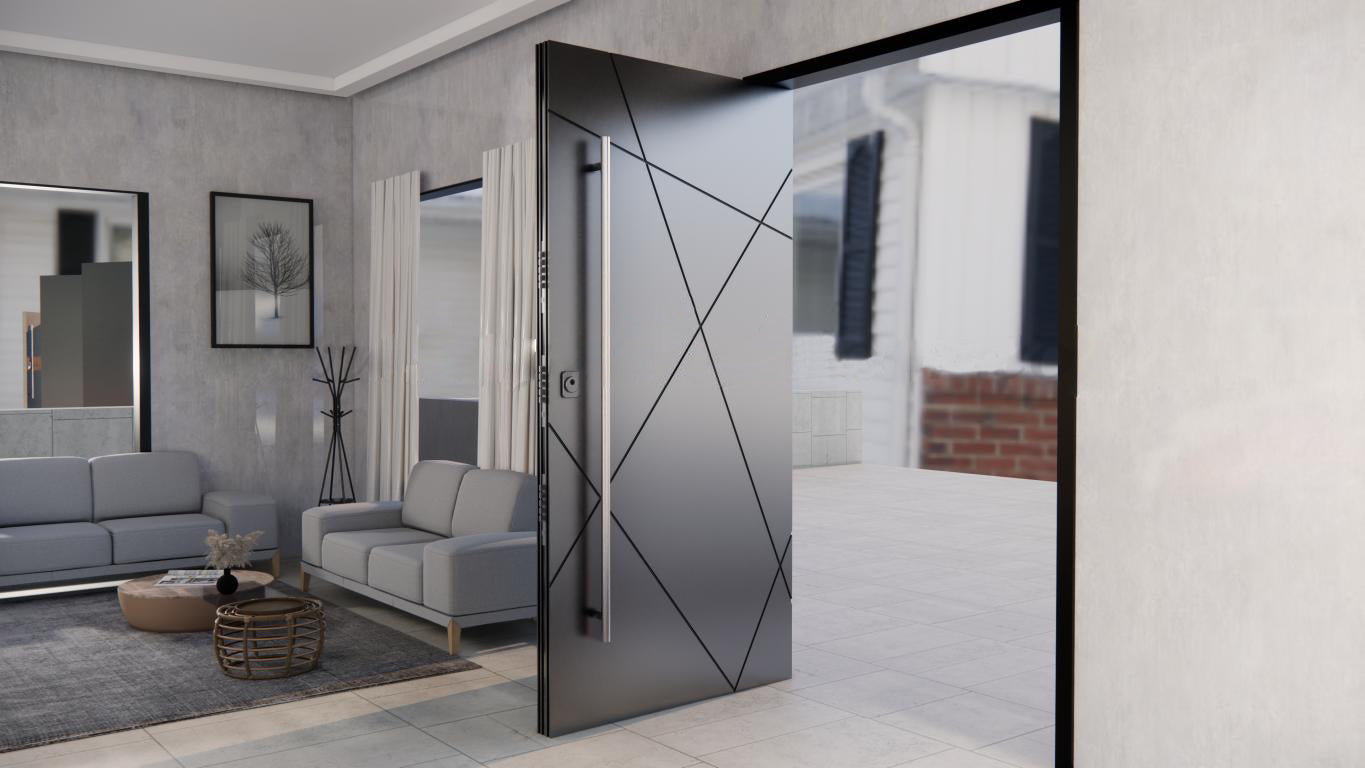 Nova Royal Series Pivot Wrought Iron Custom Exterior Door - Style 001