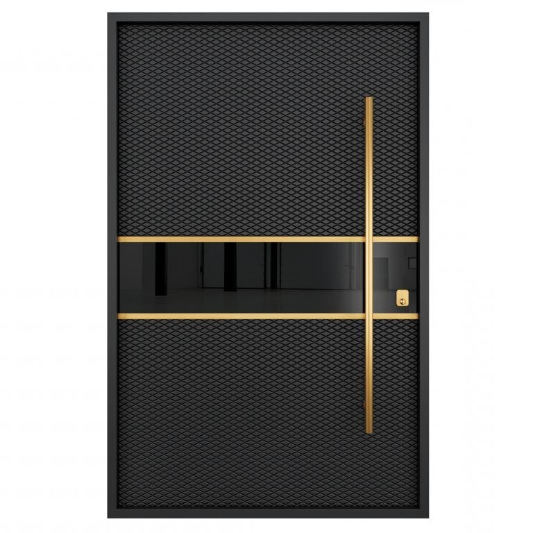 Nova Royal Series Pivot Wrought Iron Custom Exterior Door - Style 003