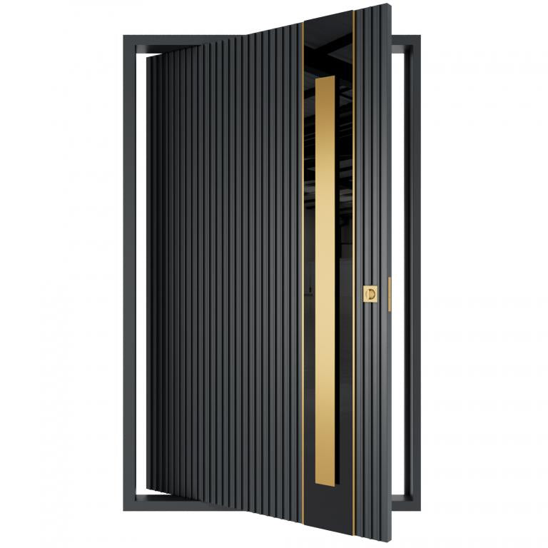 Nova Royal Series Pivot Wrought Iron Custom Exterior Door - Style 009