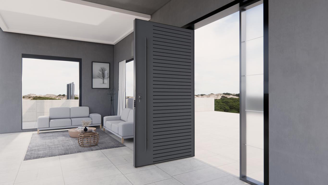 Nova Royal Series Pivot Wrought Iron Custom Exterior Door - Style 011