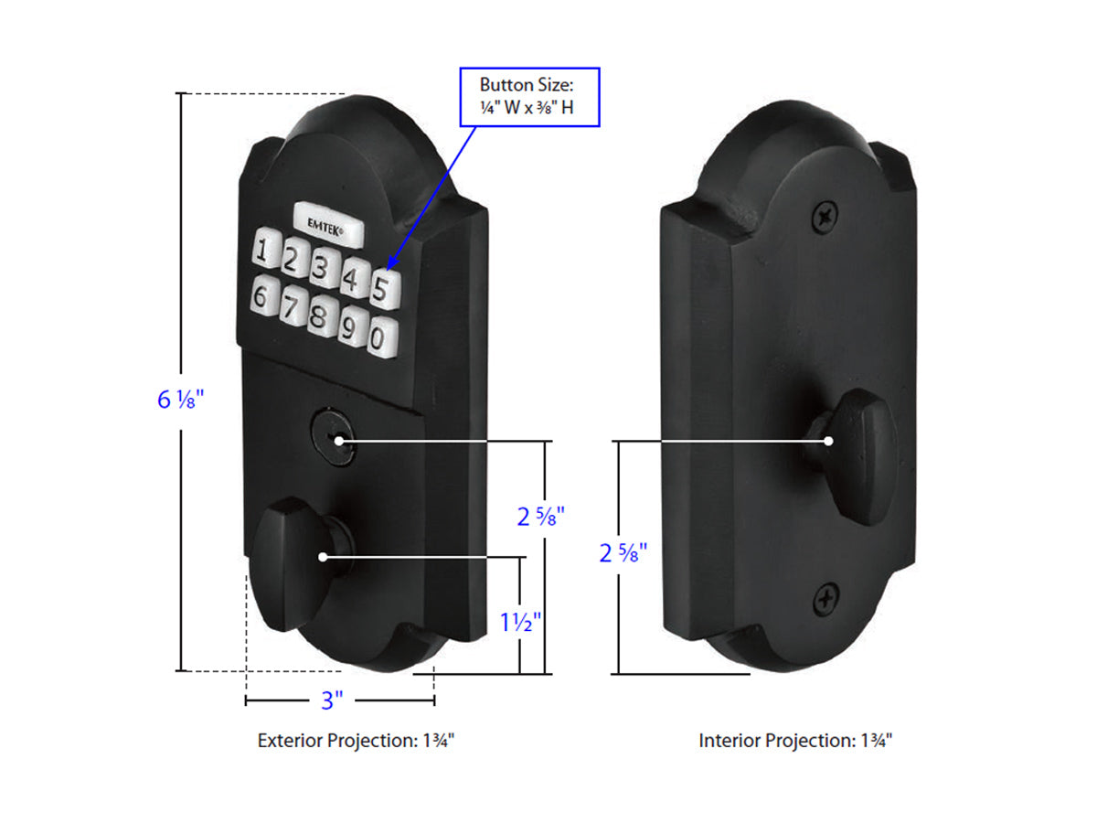 Emtek Sandcast Bronze Keypad Deadbolt Dimensions