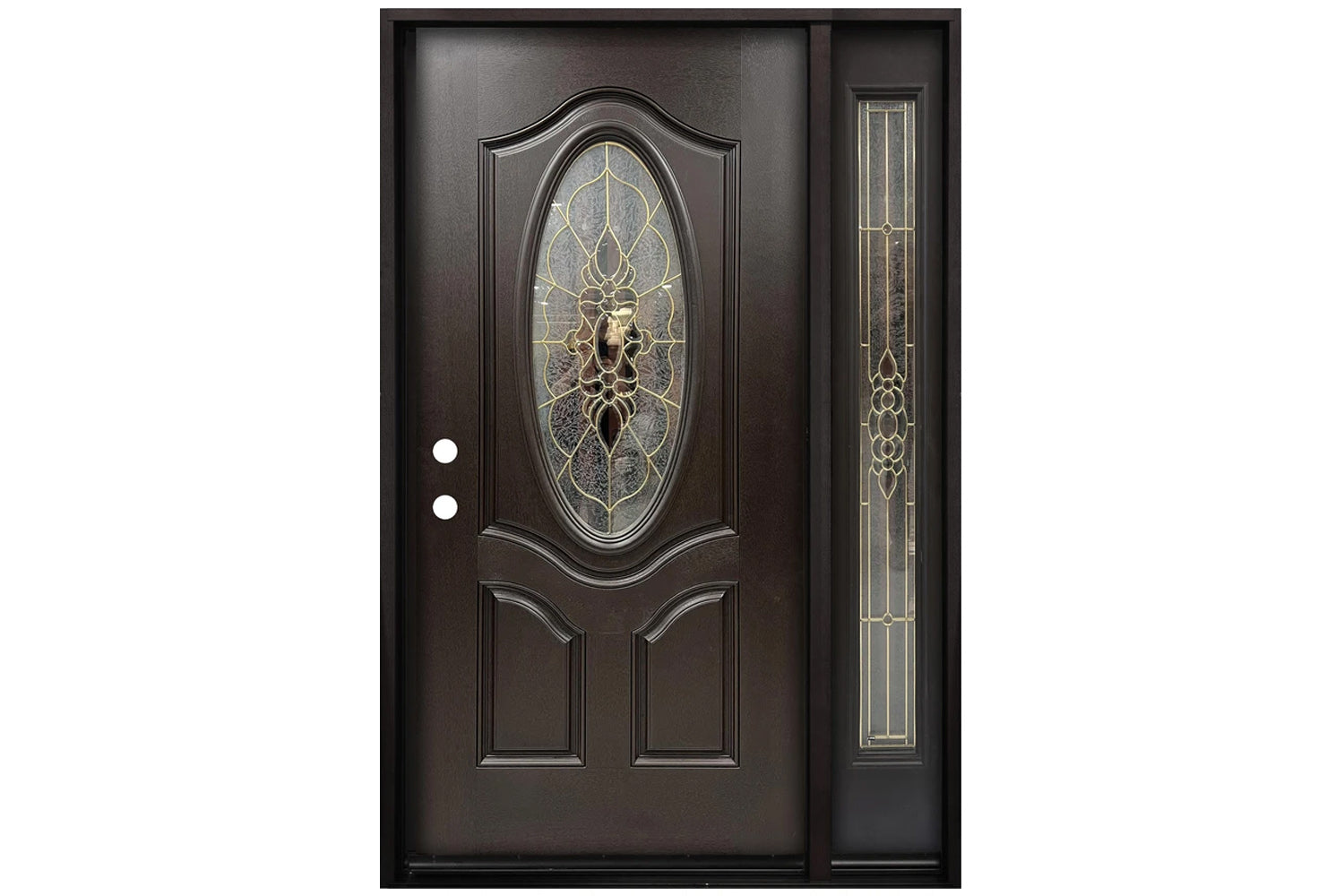 Santree 05M OV7 Dark Mahogany Fiberglass Exterior Door with right sidelite 12"
