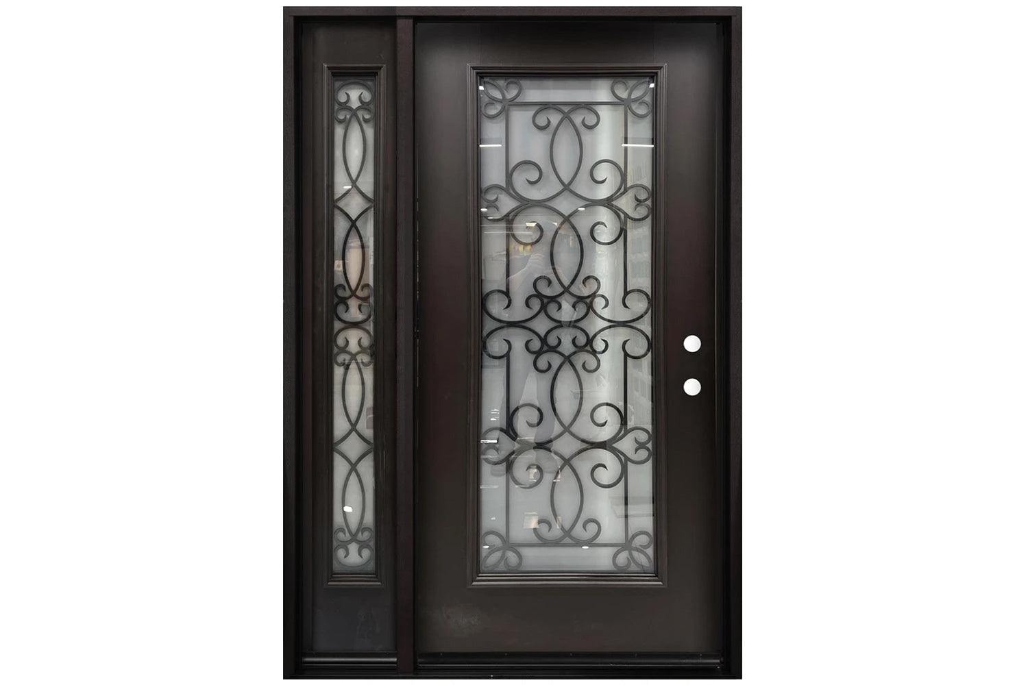 Santree 06M UL7 Dark Mahogany Fiberglass Exterior Door with left sidelite 12"