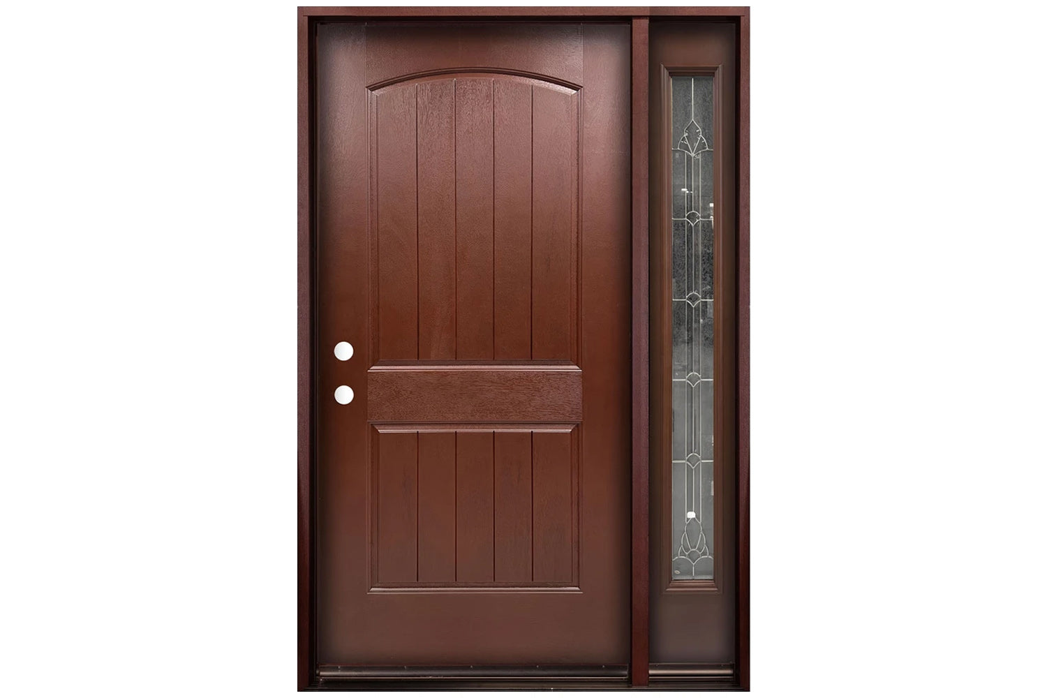 Santree 2PM1 Mahogany Fiberglass Exterior Door - Door with right sidelite 12"
