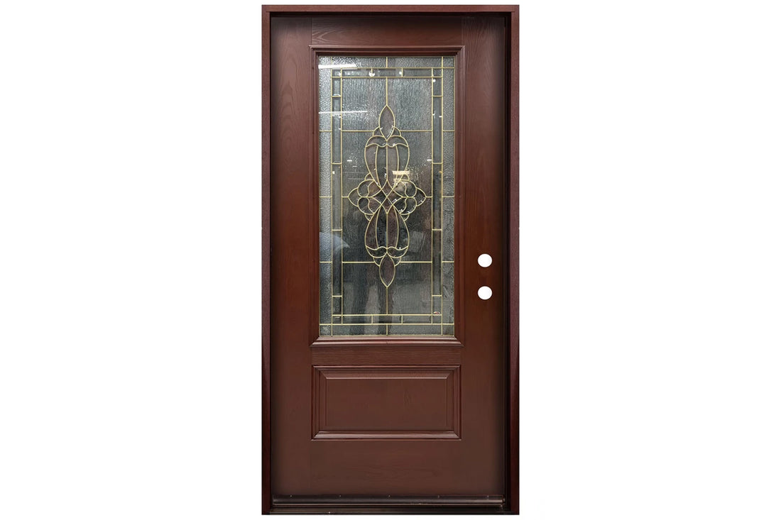 Santree 2PO2 301B Mahogany Fiberglass Exterior Door - Single Door