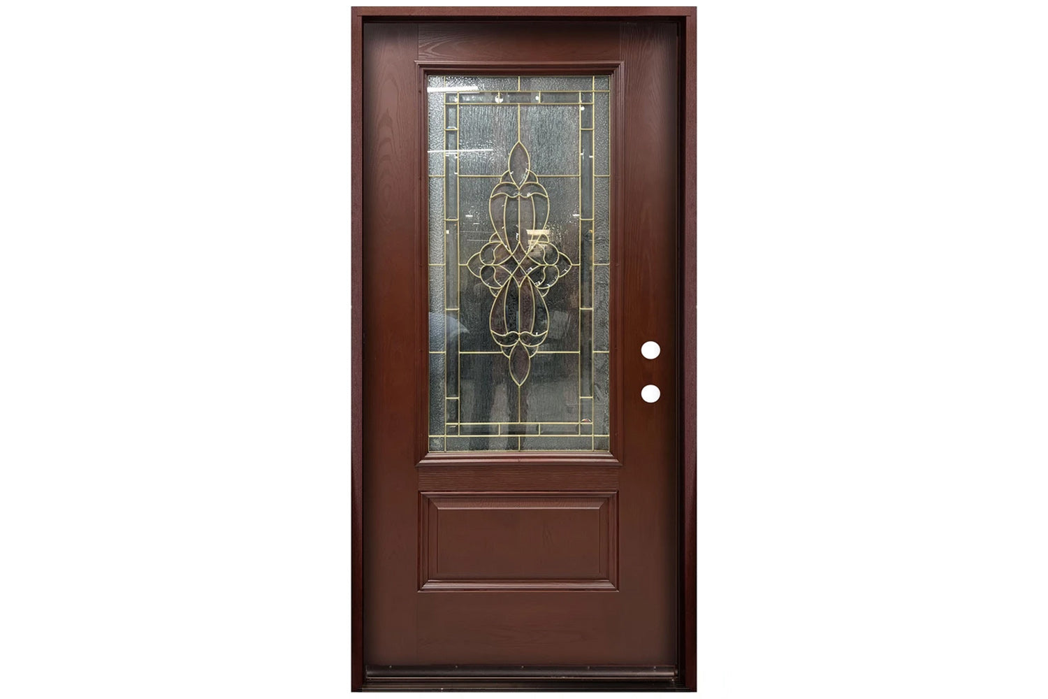 Santree 2PO2 301B Mahogany Fiberglass Exterior Door - Single Door