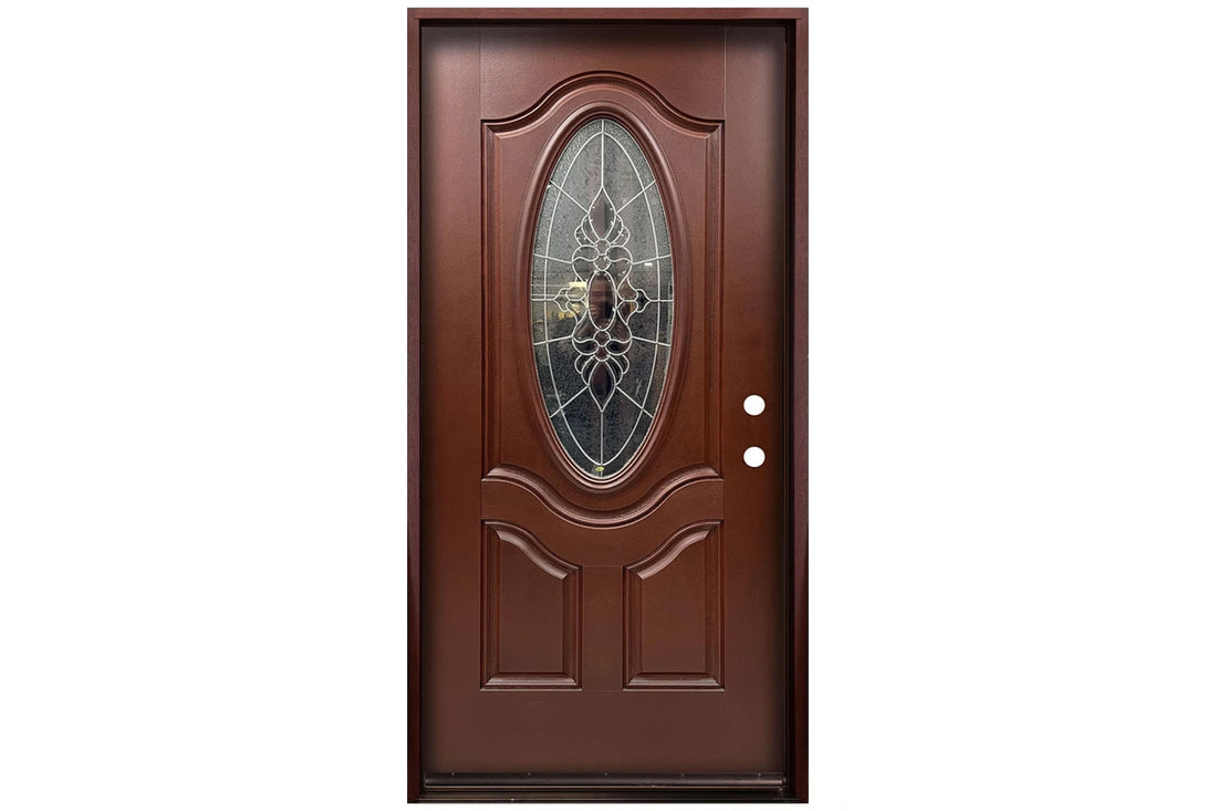 Santree 2POV 800E Mahogany Fiberglass Exterior Door - Single Door