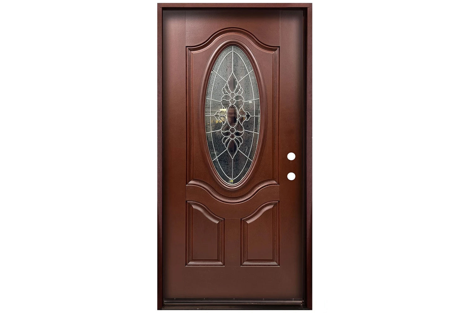 Santree 2POV 800E Mahogany Fiberglass Exterior Door - Single Door