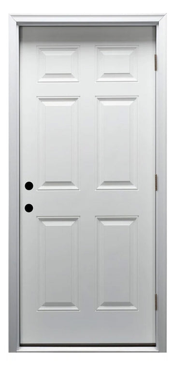 Santree 6 Panel White Steel Exterior Door