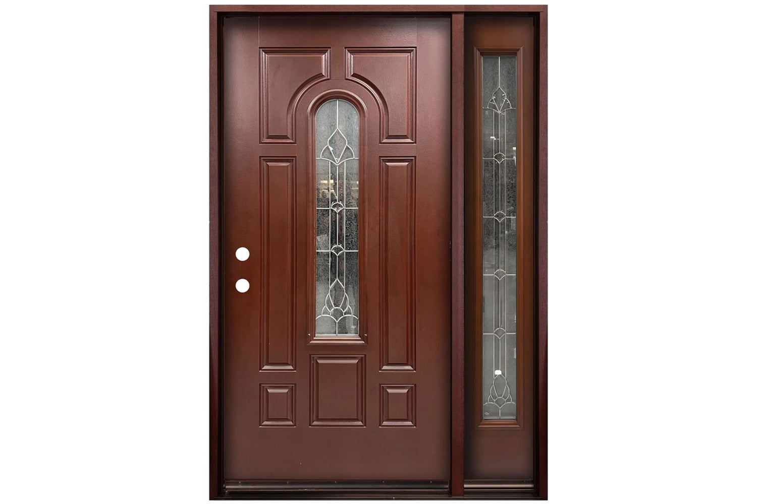 Santree 8PM2 Mahogany Fiberglass Exterior Door - Door with right Sidelite 14"