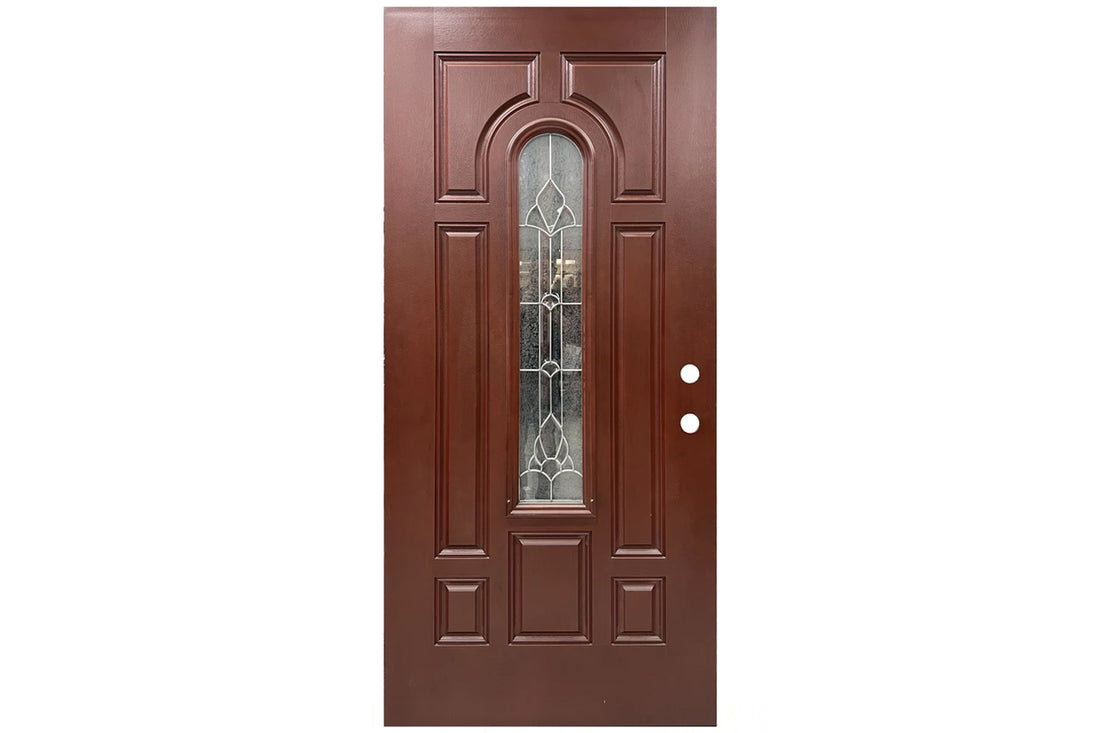 Santree 8PM2 Mahogany Fiberglass Exterior Door - Door ONLY