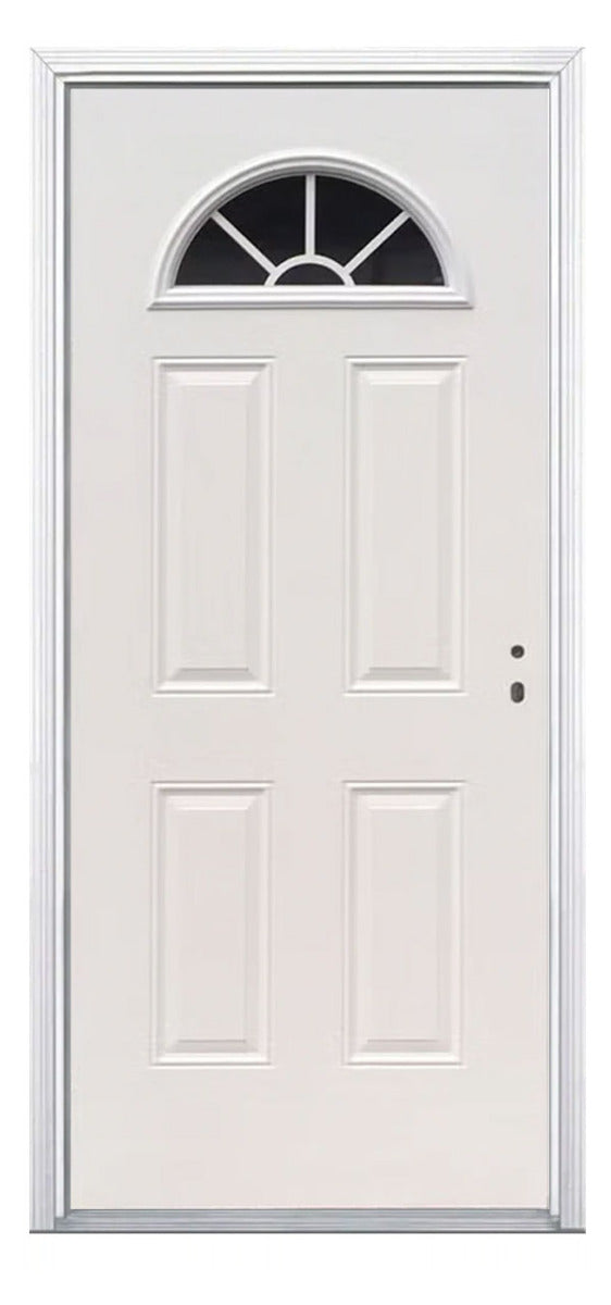 Santree Fan Lite White Steel Exterior Door