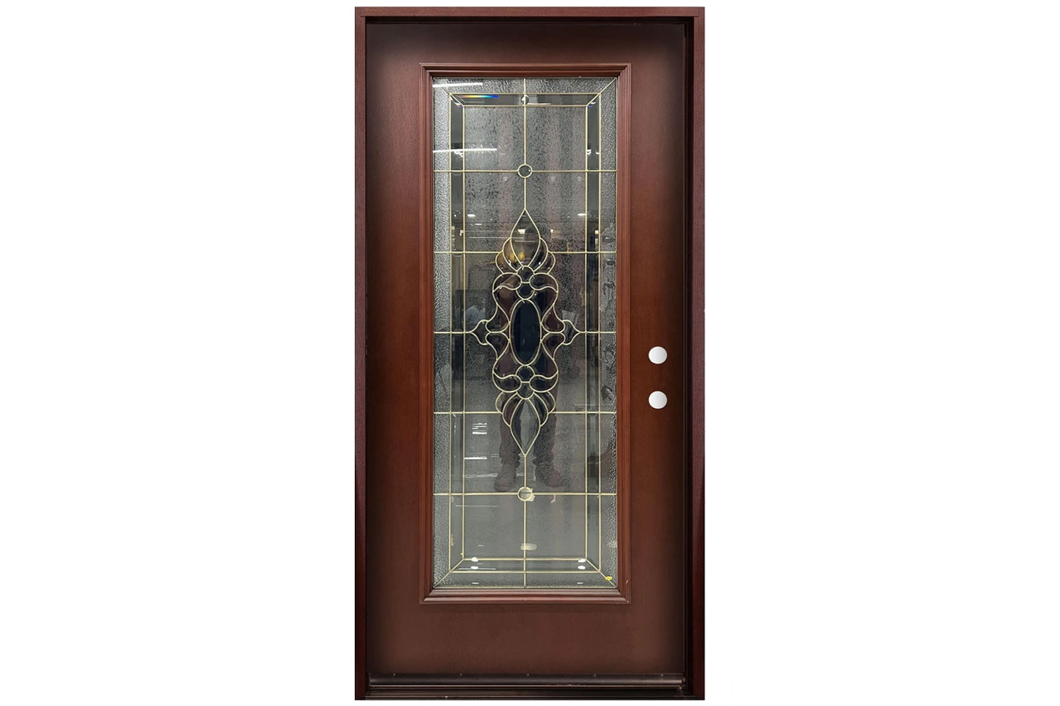 Santree OPM1 Mahogany Fiberglass Exterior Door - Single Door