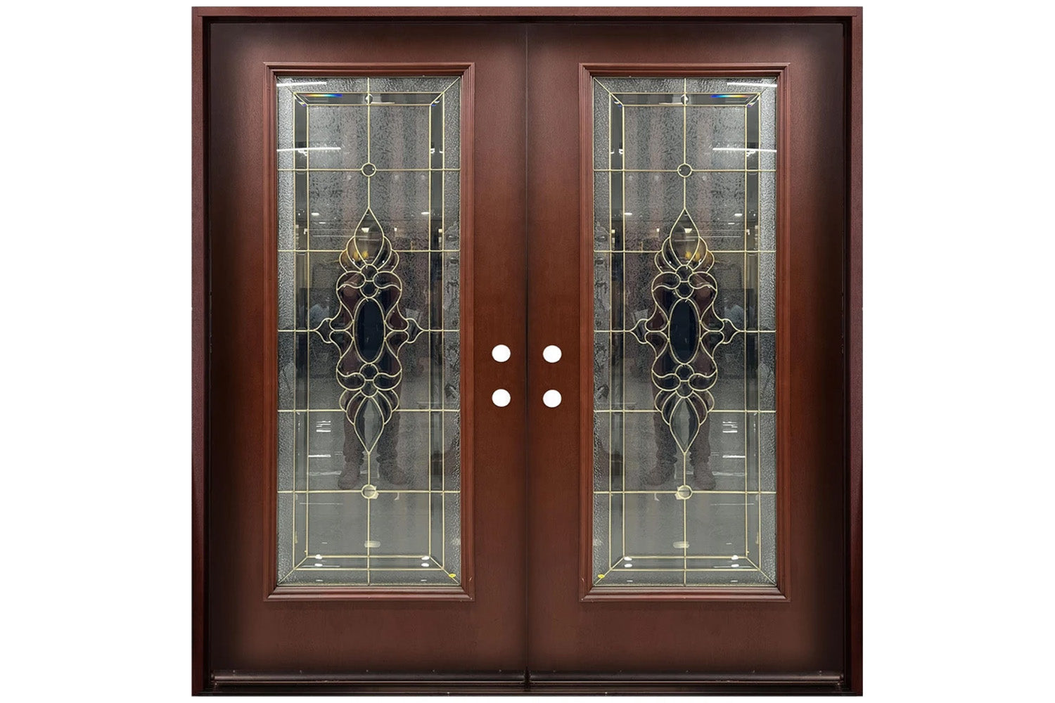 Santree OPM1 Mahogany Fiberglass Exterior Door - Double Door