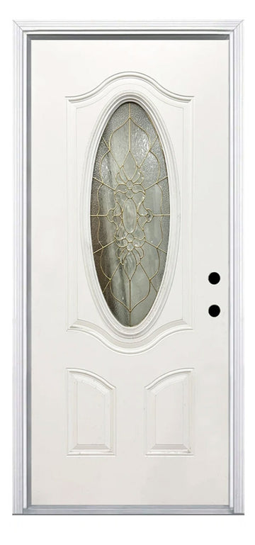 Santree Oval Glass White Steel Exterior Door