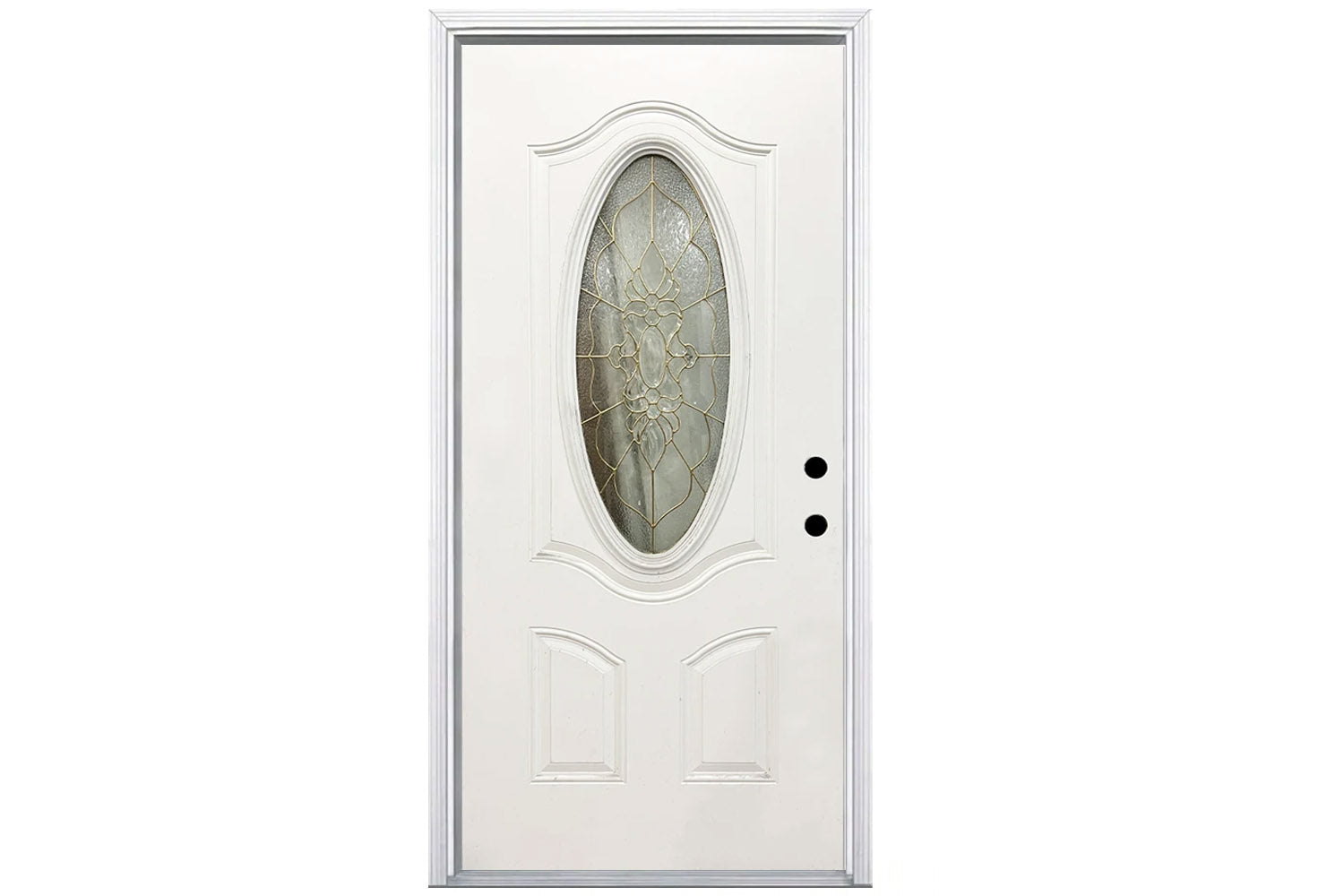 Santree Oval Glass White Steel Exterior Door
