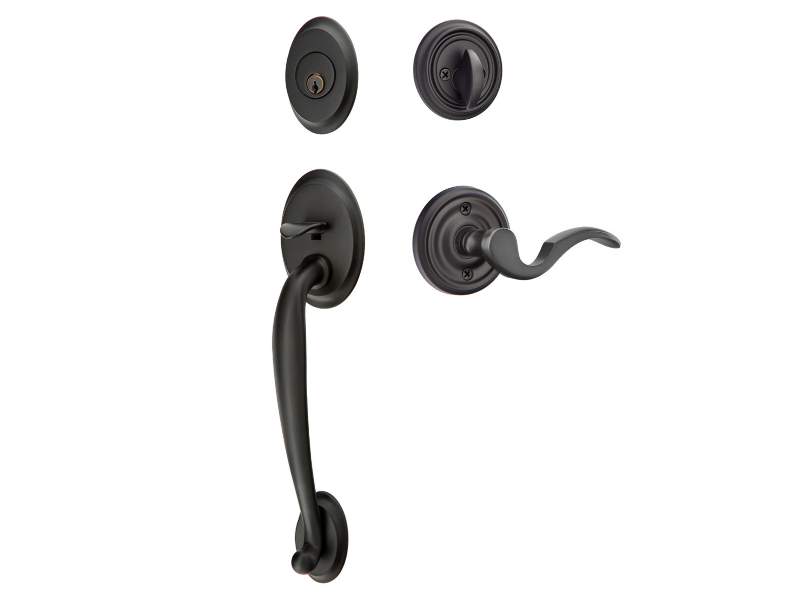 Emtek Saratoga Tubular Entry Handleset Flat Black US19