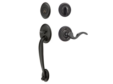 Emtek Saratoga Tubular Entry Handleset Flat Black US19