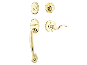 Emtek Saratoga Tubular Entry Handleset Polished Brass US3