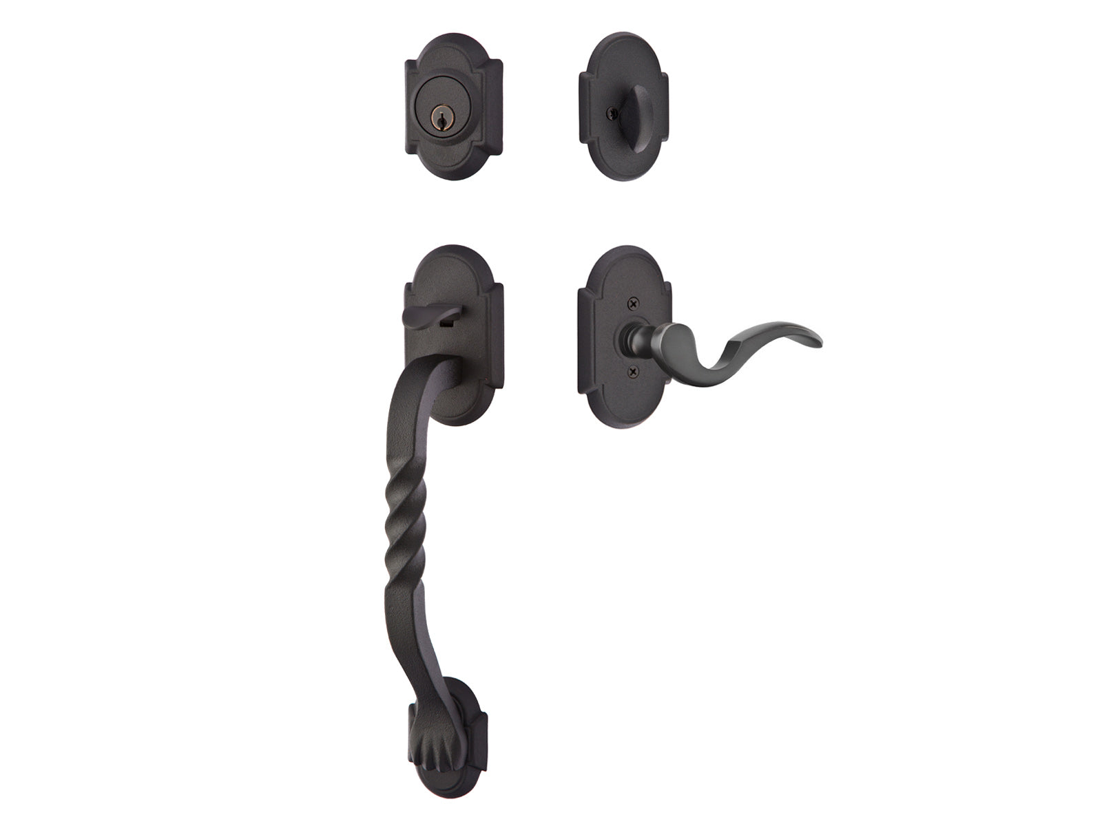 Emtek Sectional with San Carlos Grip Tubular Entry Handleset Flat Black Steel FBS