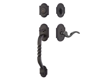 Emtek Sectional with San Carlos Grip Tubular Entry Handleset Flat Black Steel FBS
