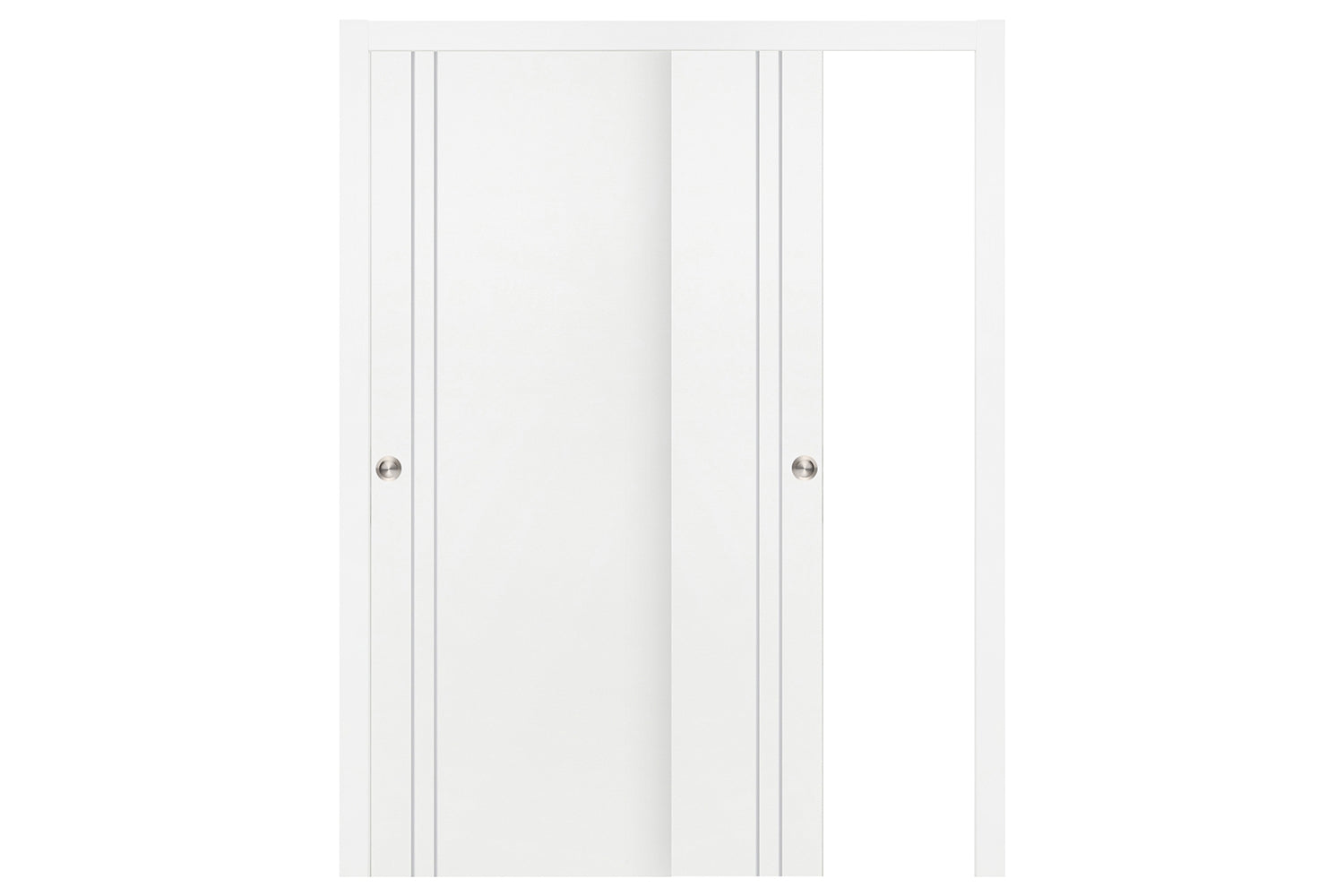 Nova Smart 002 White Cortex Laminated Modern Interior Door - Sliding Bypass Door