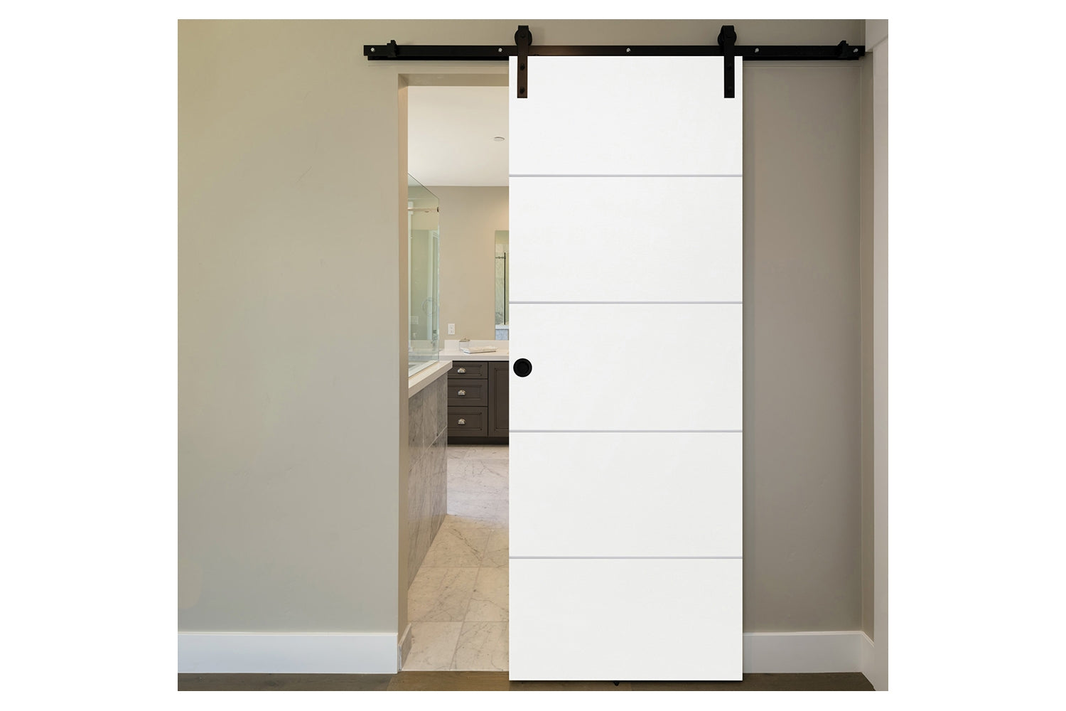 Nova Smart 018 White Cortex Laminated Modern Interior Door - Barn Door