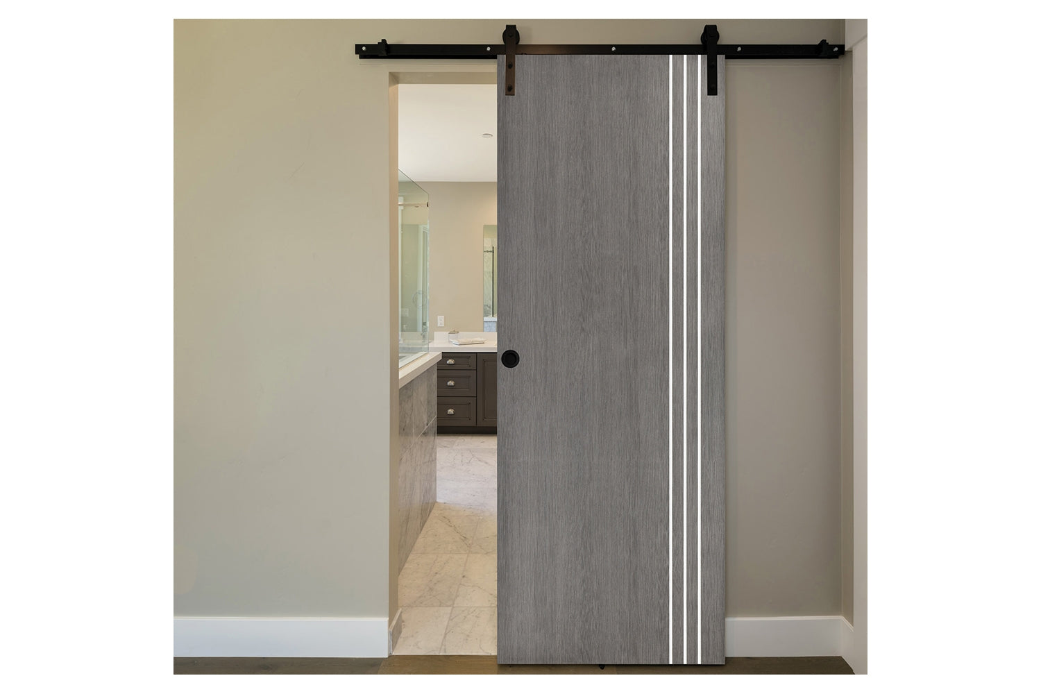 Nova Smart 005 Gray Eco Veneer Modern Interior Door - Barn Door