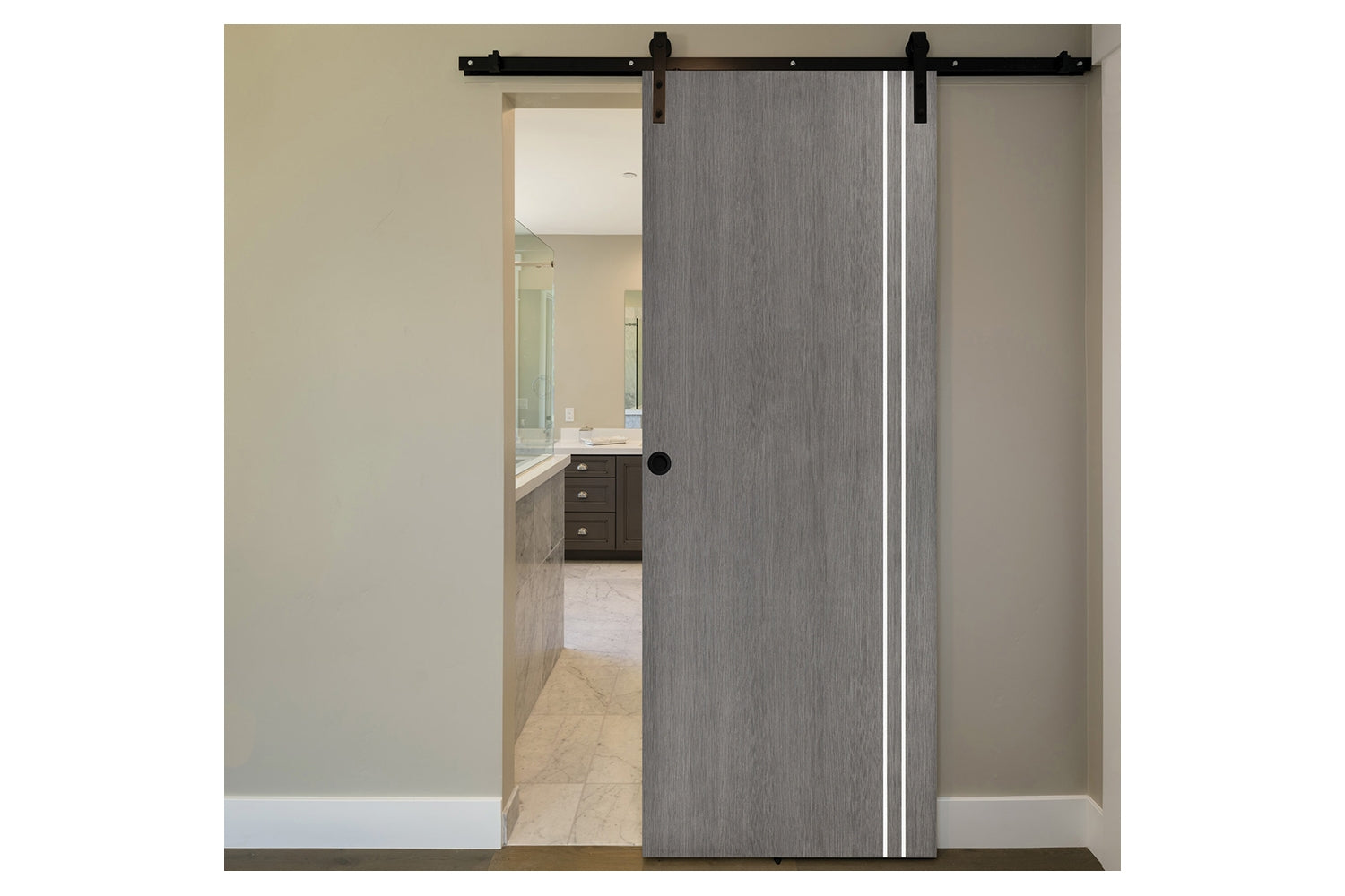 Nova Smart 006 Gray Eco Veneer Modern Interior Door - Barn Door