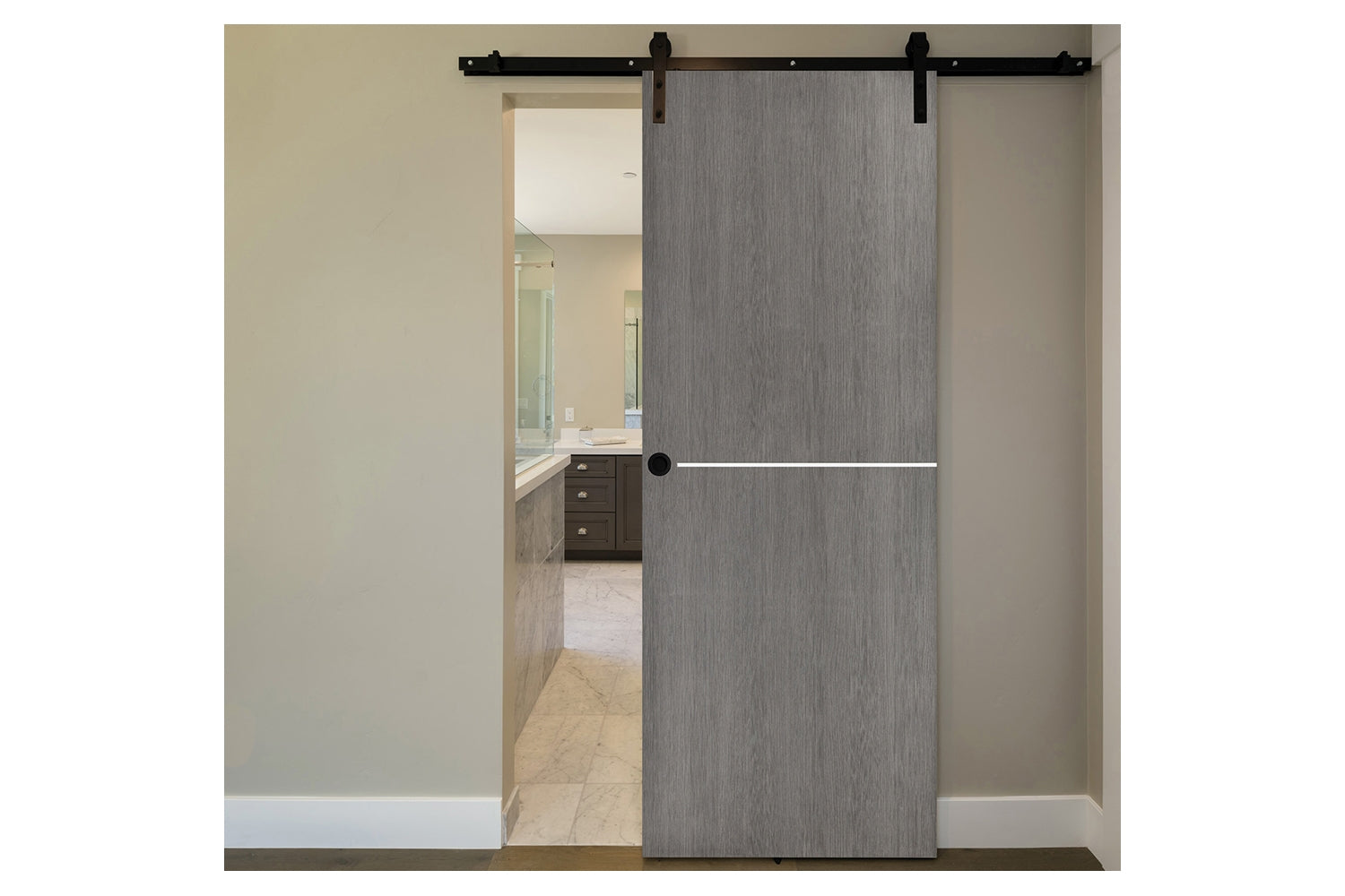 Nova Smart 014 Gray Eco Veneer Modern Interior Door - Barn Door