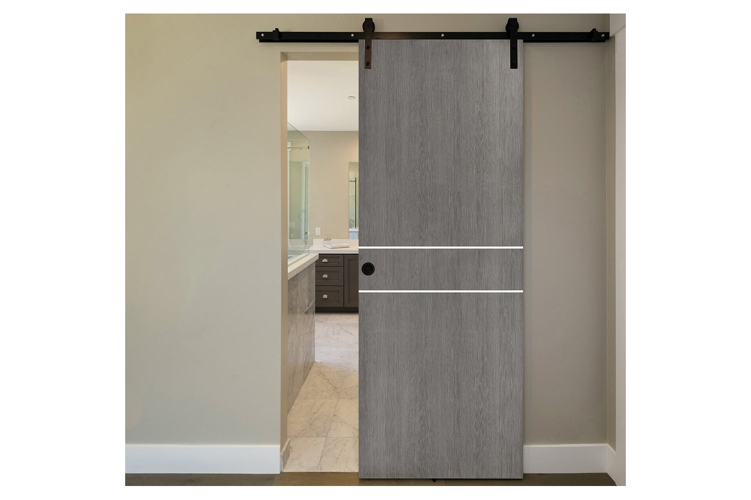 Nova Smart 015 Gray Eco Veneer Modern Interior Door - Barn Door