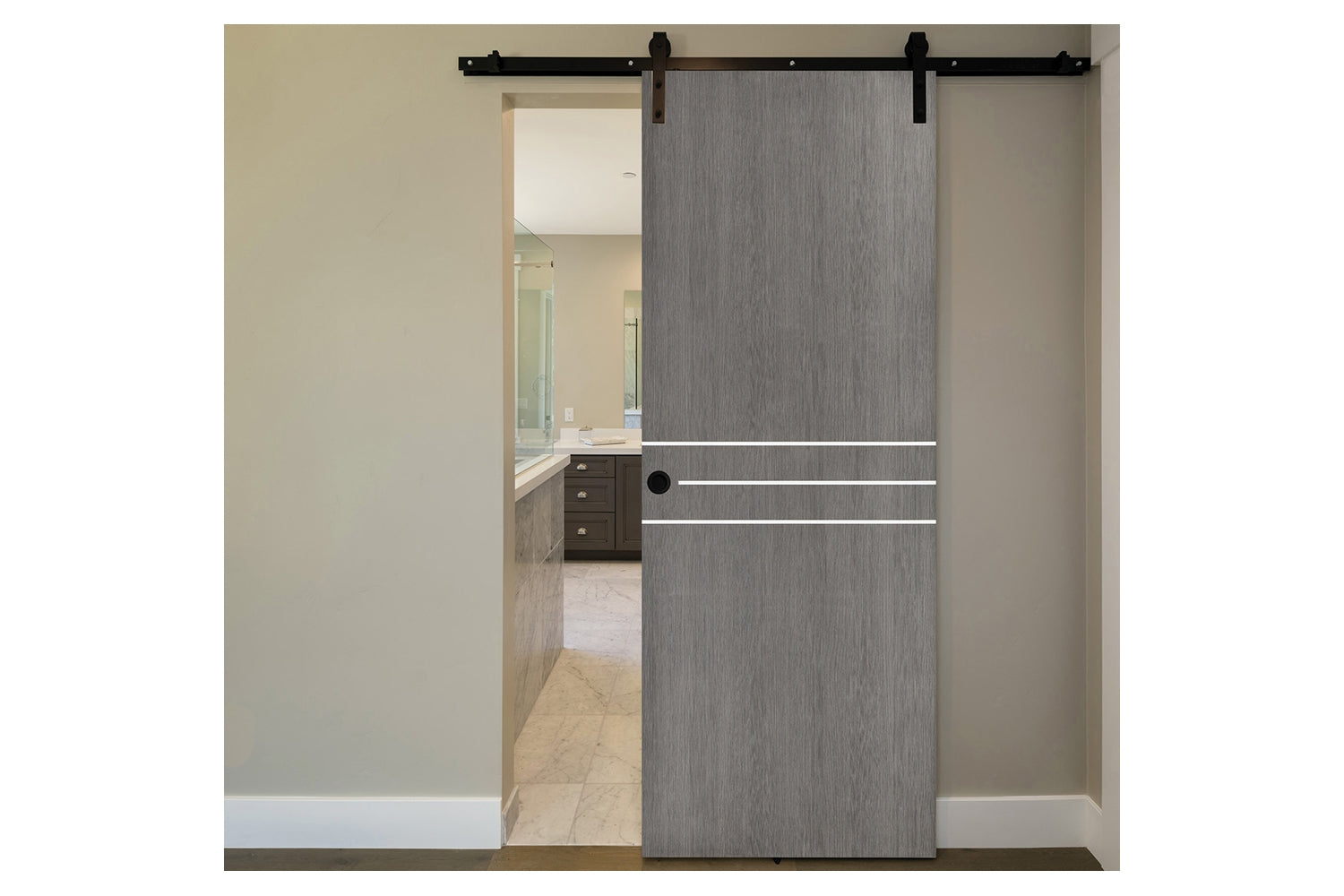 Nova Smart 016 Gray Eco Veneer Modern Interior Door - Barn Door