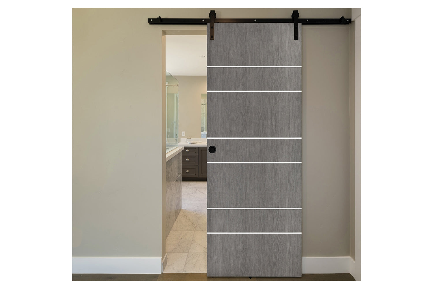 Nova Smart 020 Gray Eco Veneer Modern Interior Door - Barn Door