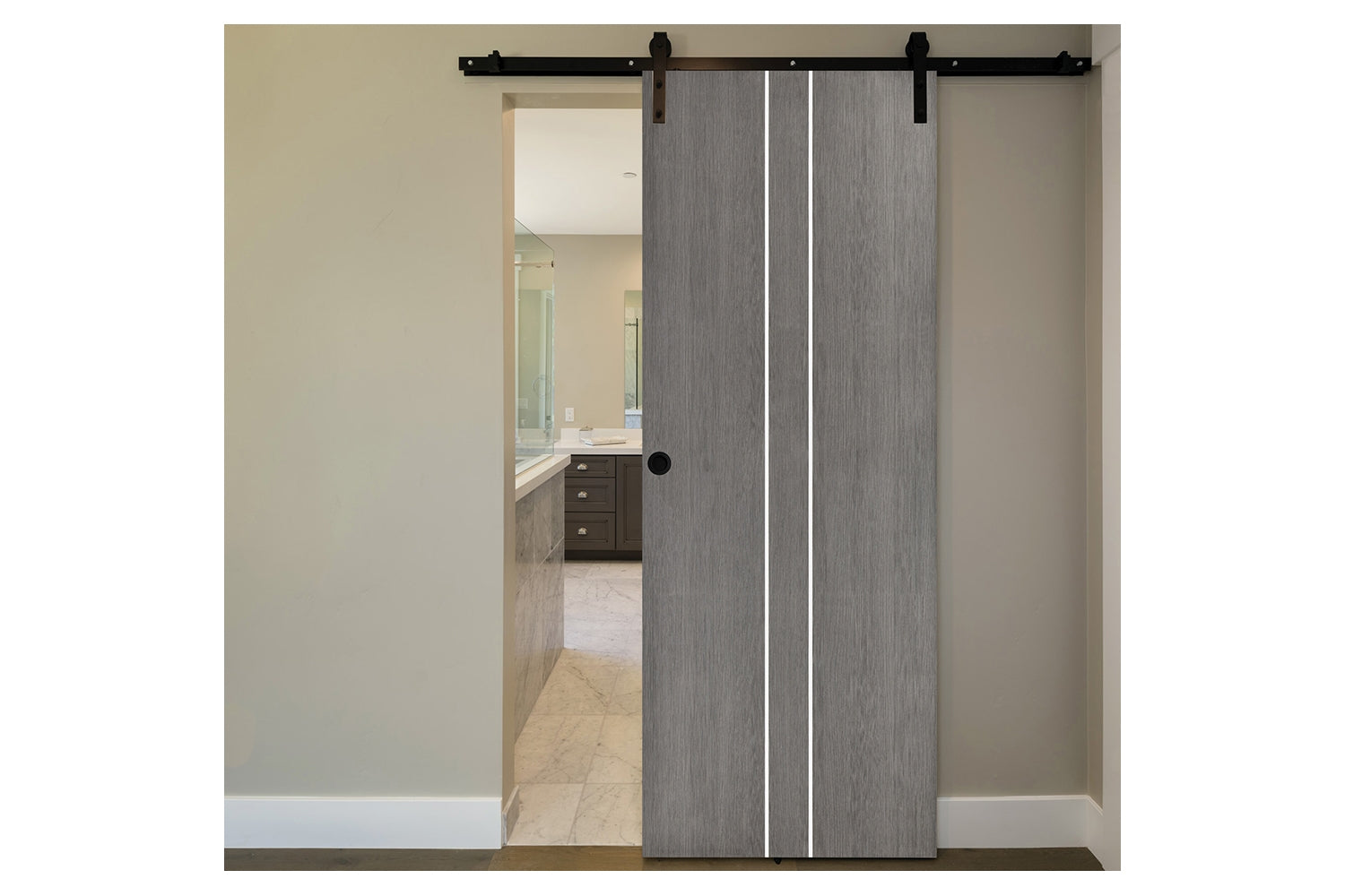 Nova Smart 021 Gray Eco Veneer Modern Interior Door - Barn Door