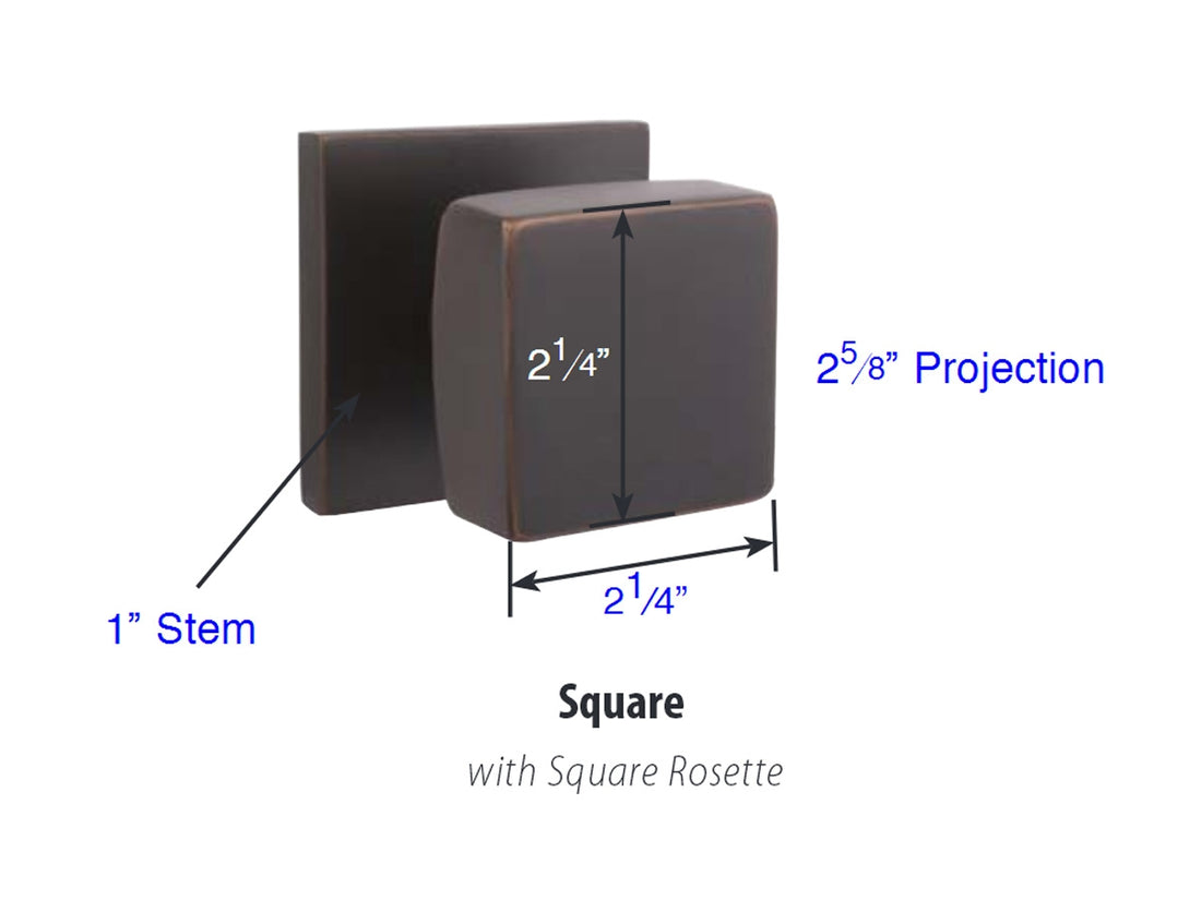 Emtek Square Brass Knob - Dimensions