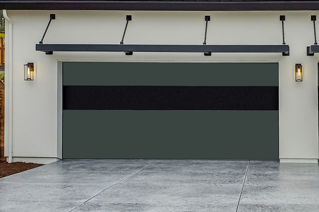 CHI Contemporary Sterling Insulated Modern Garage Doors with 2 row glass in Charcoal