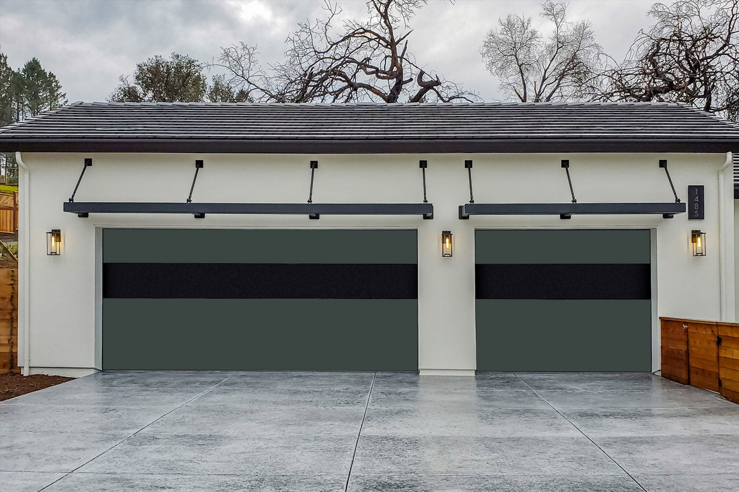CHI Contemporary Sterling Insulated Modern Garage Doors with 2 row glass in Charcoal