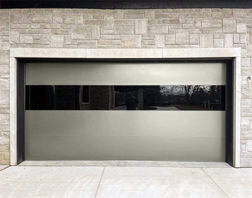 CHI Contemporary Sterling Insulated Modern Garage Doors with 2 row glass in Sandstone