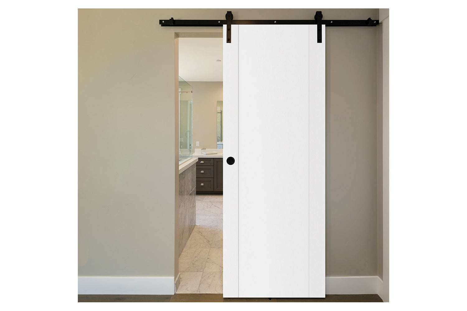 Nova Stile 001 Soft White Laminated Modern Interior Door - Barn Door