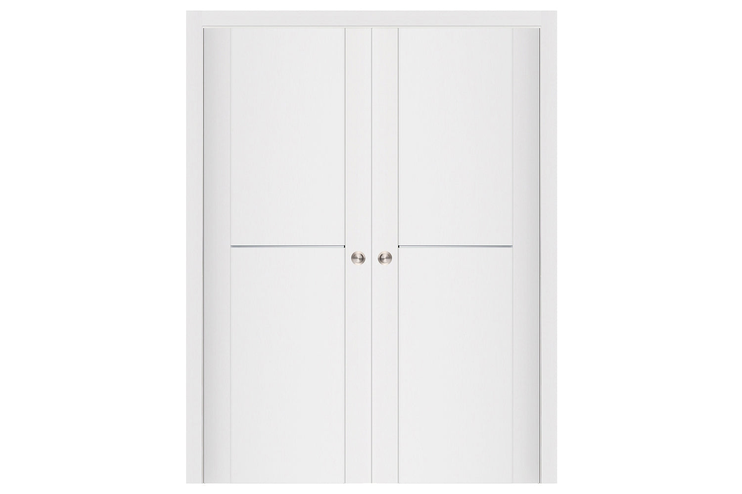 Nova Stile 002 Soft White Laminated Modern Interior Door - Double Pocket Door