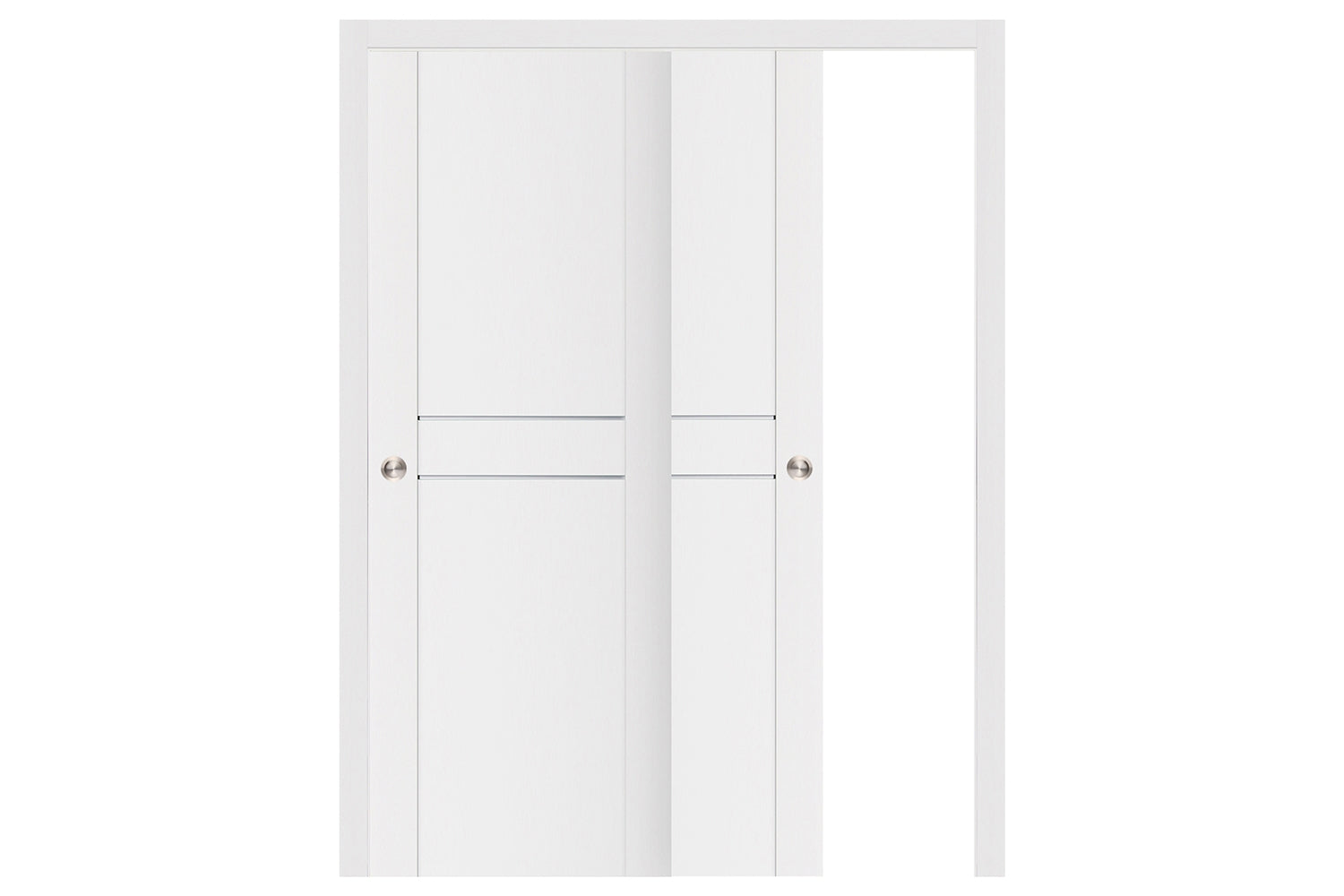 Nova Stile 003 Soft White Laminated Modern Interior Door - Sliding Bypass Door
