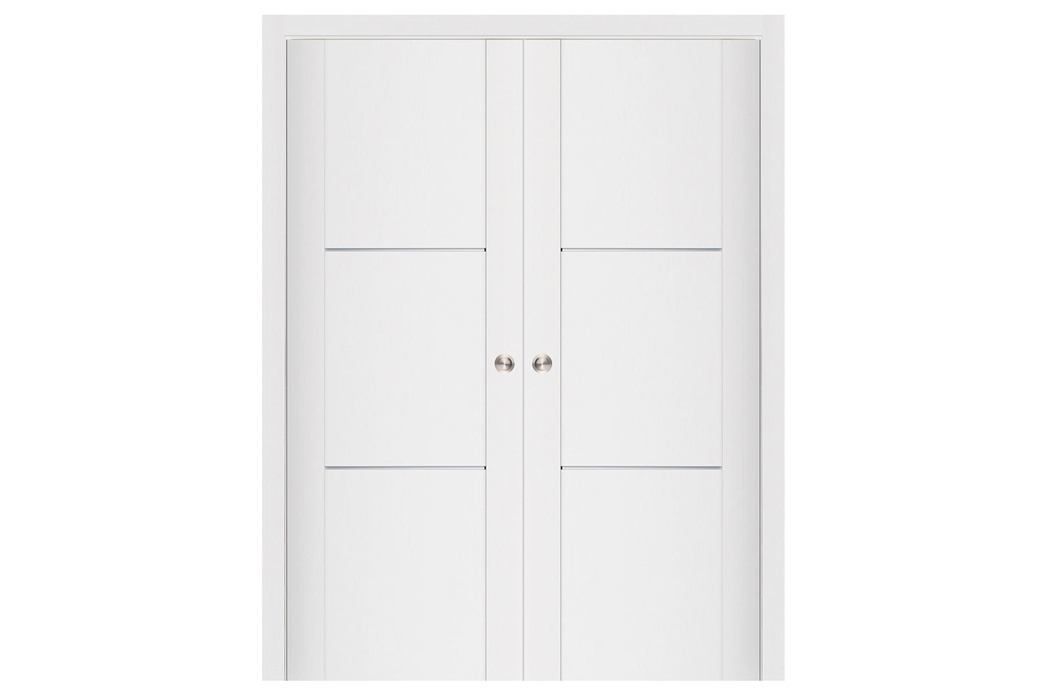 Nova Stile 004 Soft White Laminated Modern Interior Door - Double Pocket Door