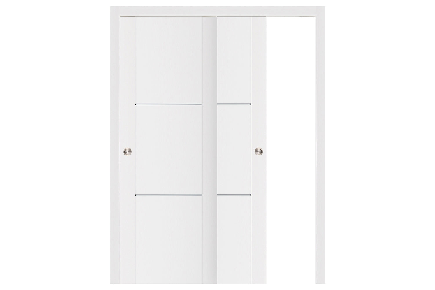 Nova Stile 004 Soft White Laminated Modern Interior Door - Sliding Bypass Door