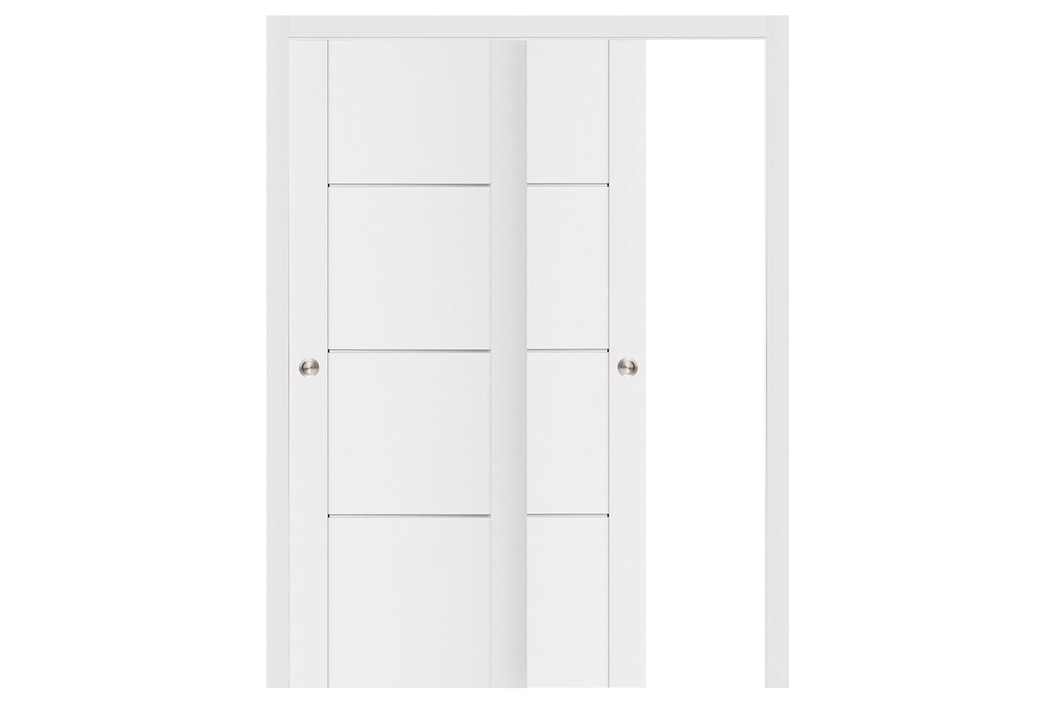 Nova Stile 006 Soft White Laminated Modern Interior Door - Sliding Bypass Door