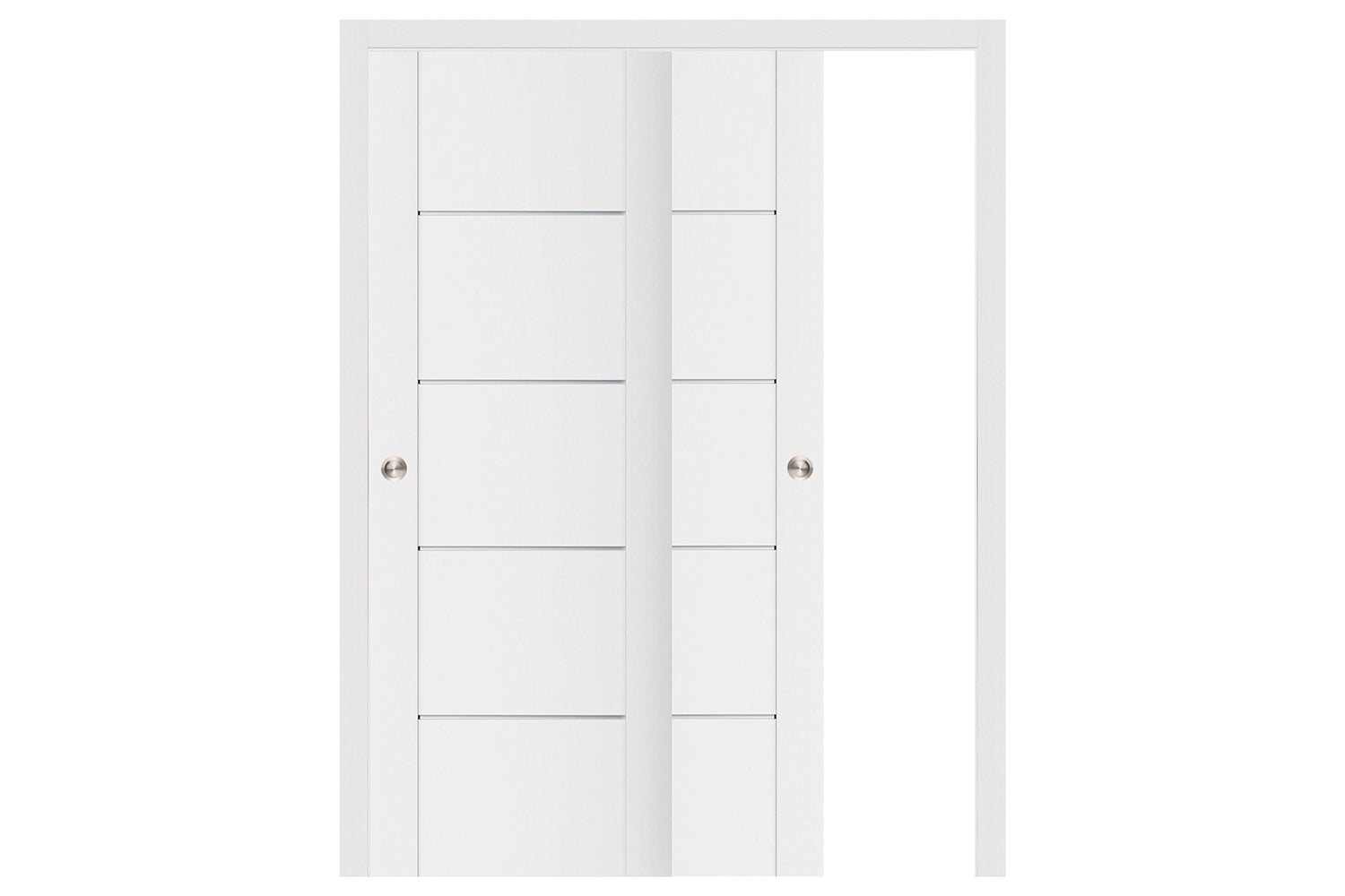Nova Stile 007 Soft White Laminated Modern Interior Door - Sliding Bypass Door