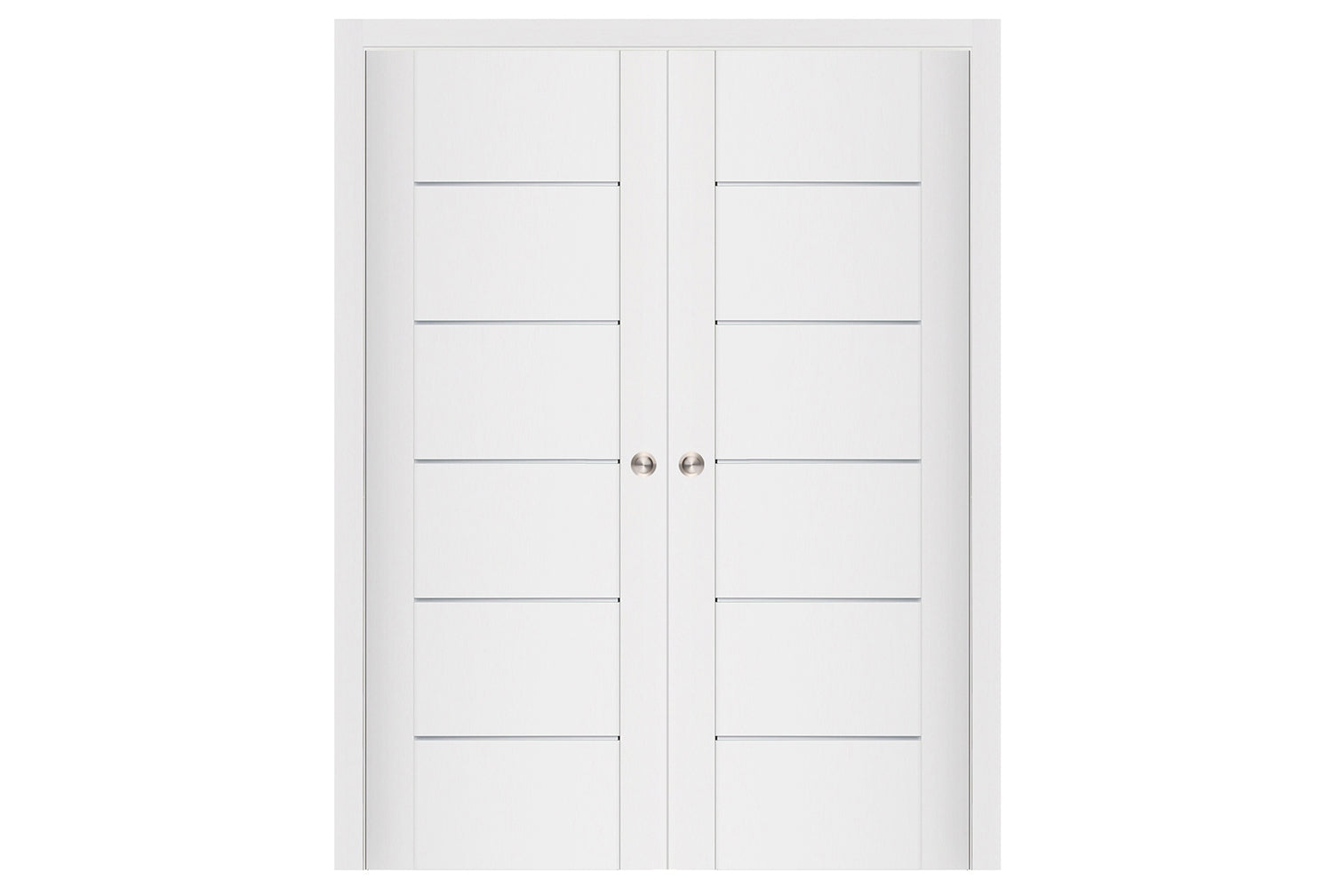Nova Stile 008 Soft White Laminated Modern Interior Door - Double Pocket Door