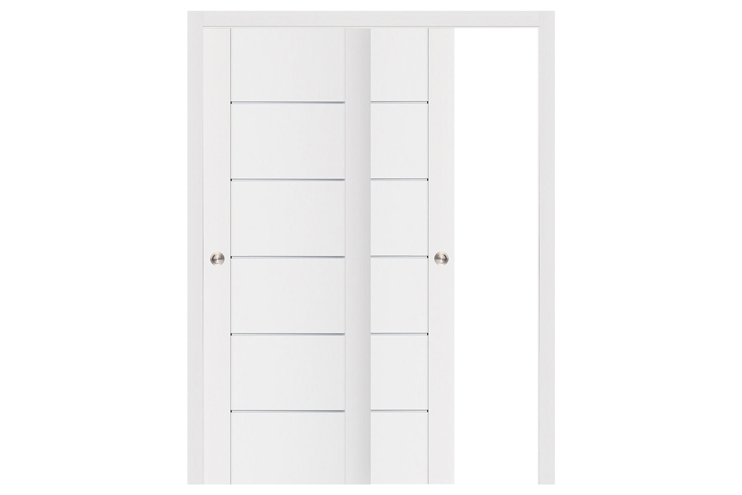 Nova Stile 008 Soft White Laminated Modern Interior Door - Sliding Bypass Door